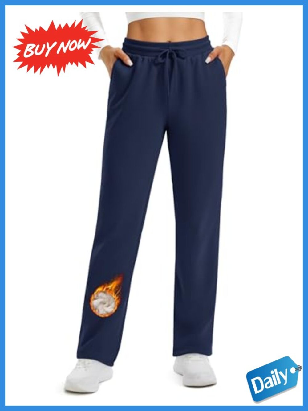 Fleece Sherpa Lined Sweatpants Winter Pants with Pockets